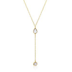 Rock & Divine Morning Light Rose Cut Diamond Lariat Necklace 18K Gold 1.10 CTW